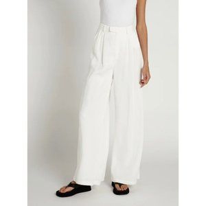 Dissh Wide Leg Tencel Trouser Pants Size 6 Ivory White Tencel High Waist Pleated